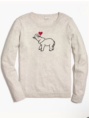 J. by J. Crew Elephant Teddy Sweater 100% Cotton Size Small